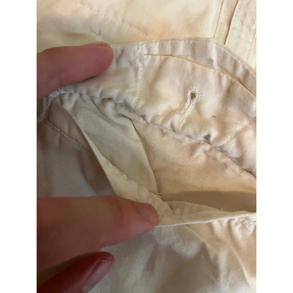 VTG Polo Ralph Lauren Men's Shorts 42 Cream Linen Silk Blend Drawstring Casual